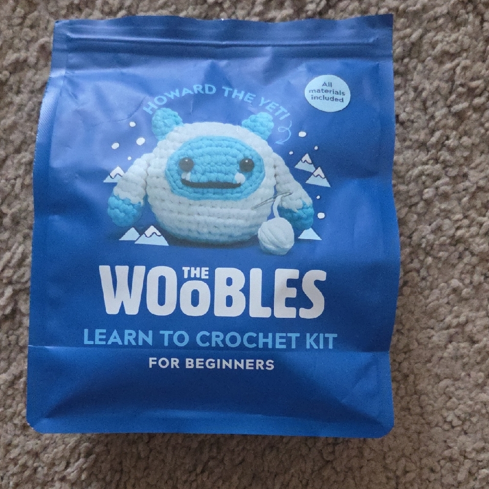 Blue and White Wobbles Yeti Crochet Kit